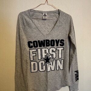 PINK Cowboys First Down Gray Long Sleeve